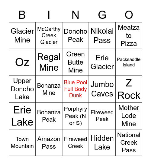 Currant Ridge goes Hiking Bingo Card