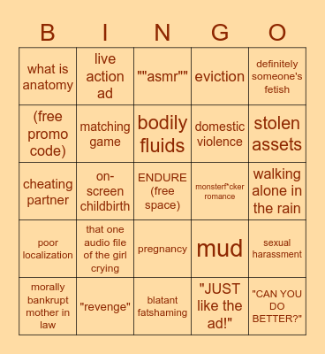 MOBILE GAME AD BINGO Card