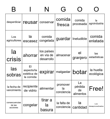 Unidad 5 Ellie Finals Bingo Card