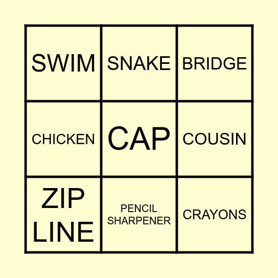 ENGLISH BINGO! Bingo Card