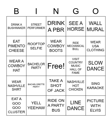 NASHVILLE INVASION PICTURE Bingo Card