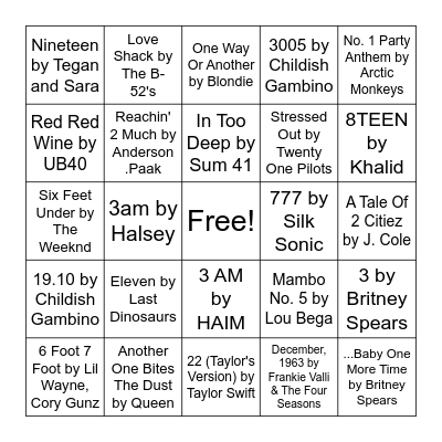 Music Bingo Card