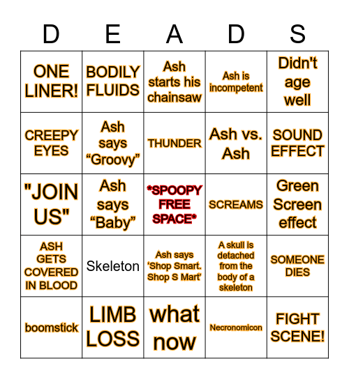 Army of Darkness BINGO Card