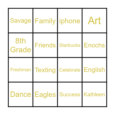 The Graduate Bingo Card