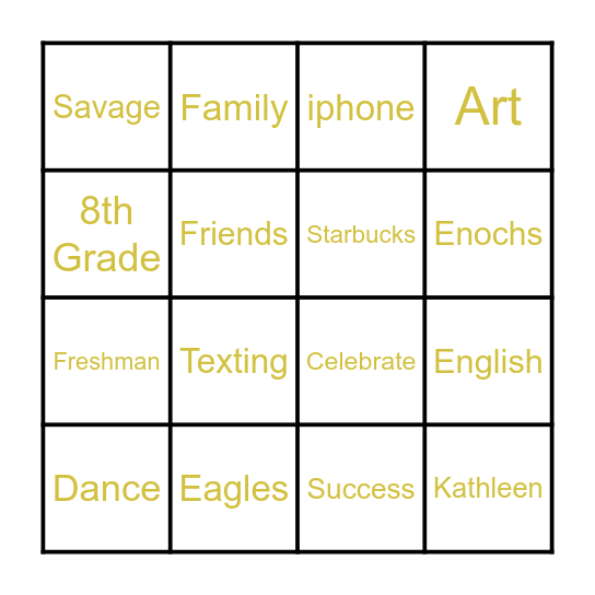 The Graduate Bingo Card