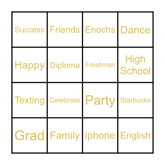 The Graduate Bingo Card