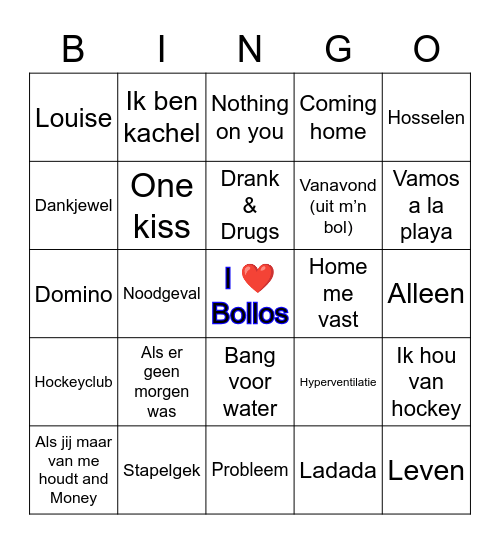 🎤 Bollos lustrum Muziekbingo 🎶 Bingo Card