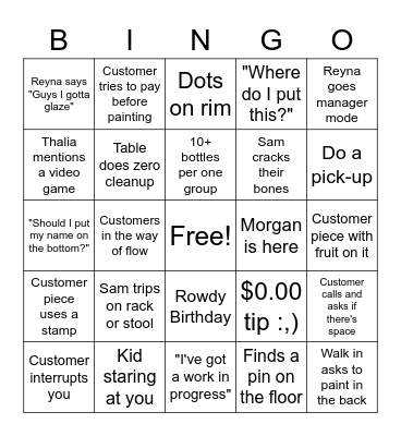 Paint Away Bingo pt 5! Bingo Card
