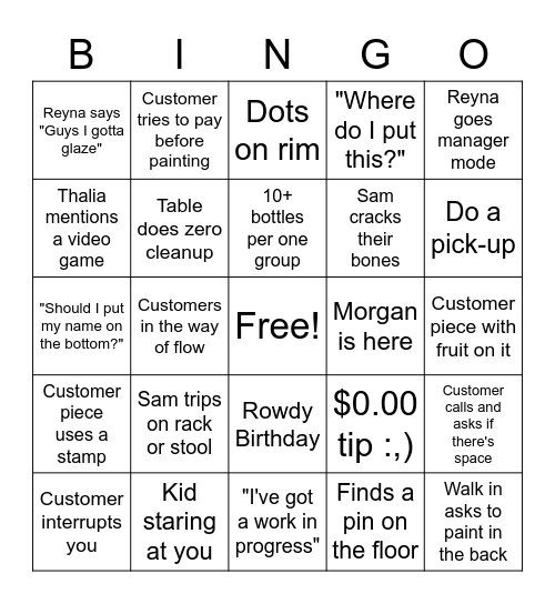 Paint Away Bingo pt 5! Bingo Card
