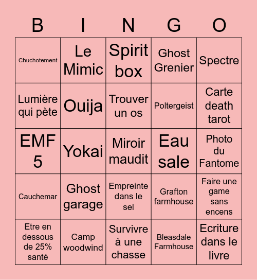 Phasmo-Bingo 1 Bingo Card
