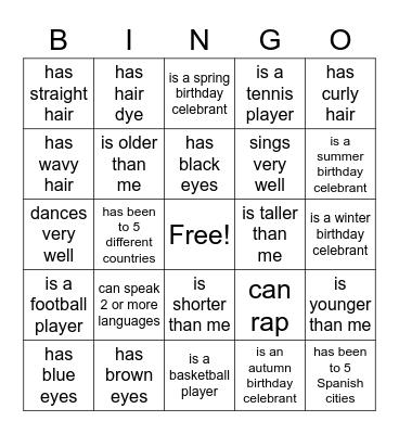 HUMAN BINGO Card