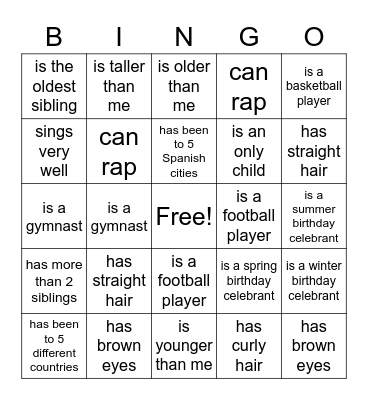 HUMAN BINGO Card