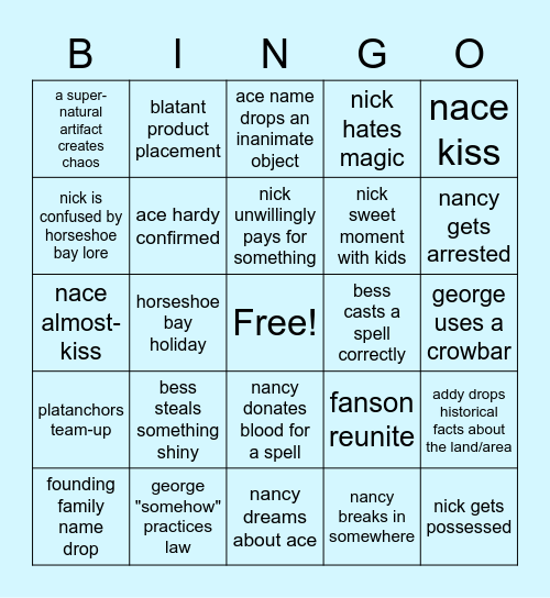 Clue Crew Season 4 Bingo Card