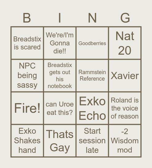 Elles Idiots Bingo sheet Bingo Card