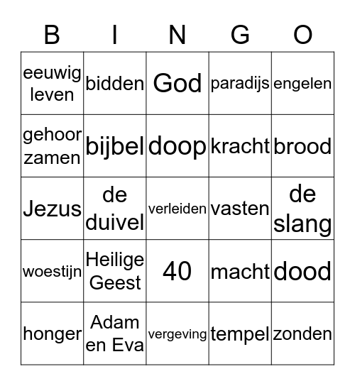 Jezus in de woestijn Bingo Card