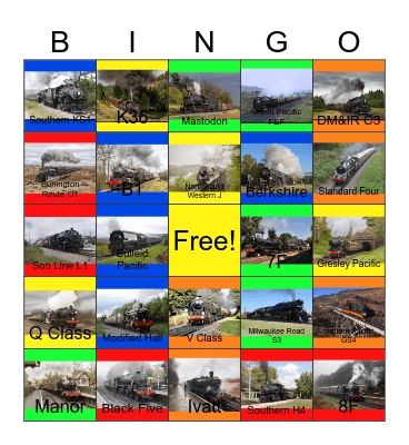 Steamin' In 2017 Bingo Card