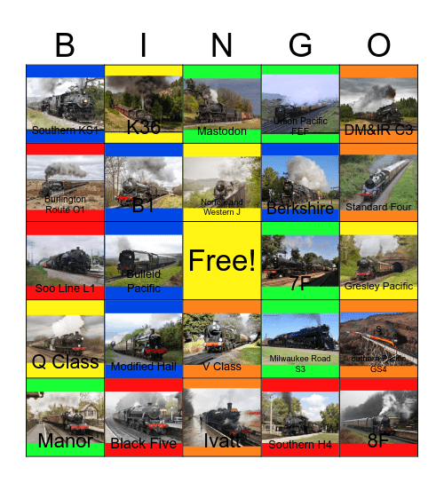 Steamin' In 2017 Bingo Card