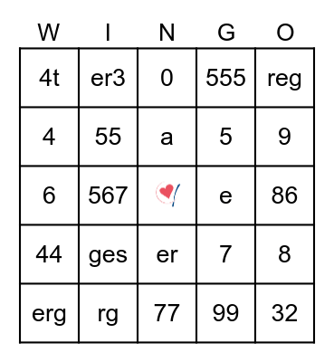 FAMILY WINGO Bingo Card