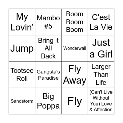 1990's #3 Bingo Card