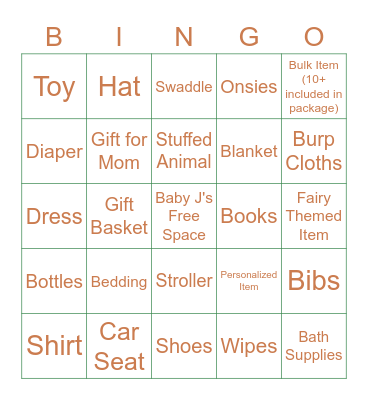 Baby Gift Bingo! Bingo Card