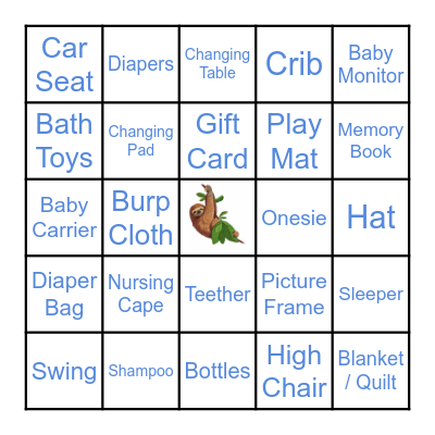 Baby Showerss Bingo Card