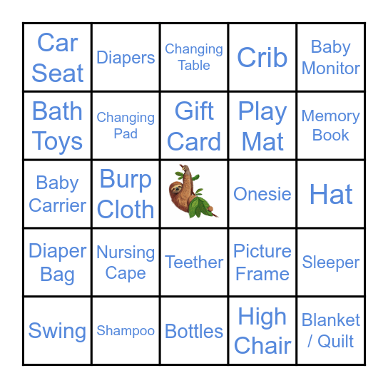 Baby Showerss Bingo Card