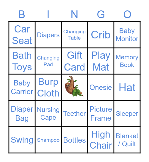 Baby Showerss Bingo Card