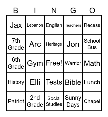 CONGRATS KIDS! Bingo Card
