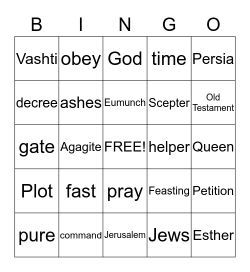 One Night With The King Bingo Card