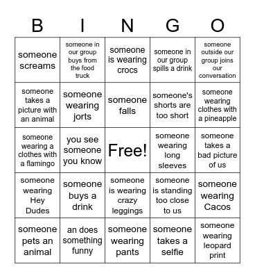 Late Night at the Zoo Bingo Card