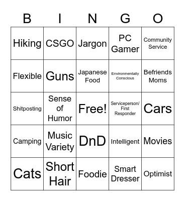 KaiFoxxo's Type Bingo Card