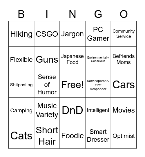 KaiFoxxo's Type Bingo Card