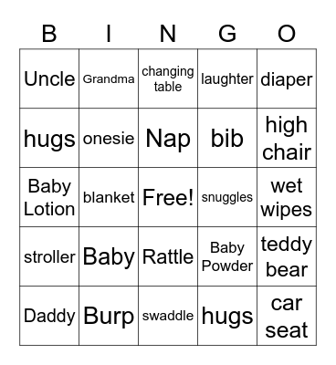 Baby Shower Bingo Card