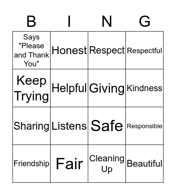 Moral Bingo Card