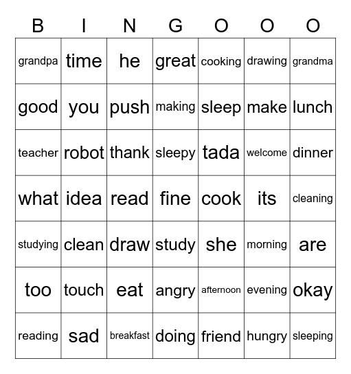 Grade 4 Lesson 5 Bingo Card