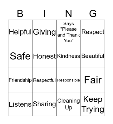 Moral Bingo Card