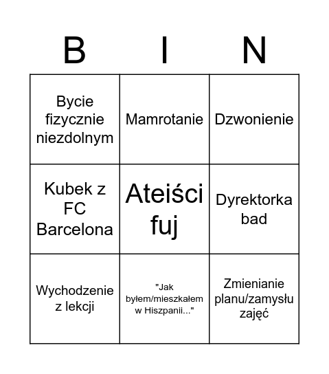 Marian Bingo Card