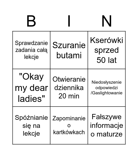 Halina Bingo Card