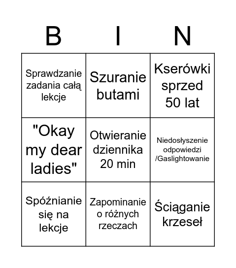 Halina Bingo Card