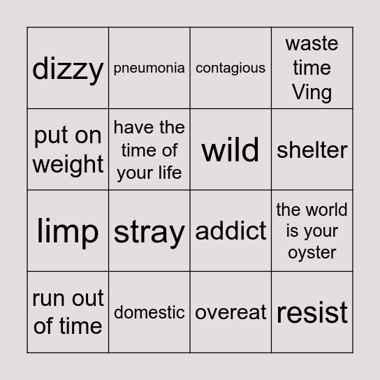 St A Bingo Card