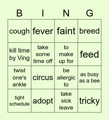 St B Bingo Card