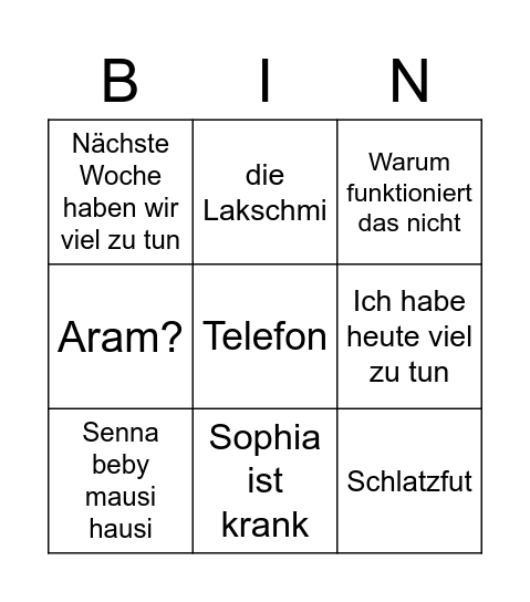 Horst arbeitstag Bingo Card