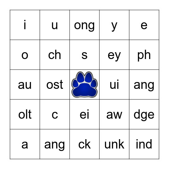 Sounds, Digraphs, Blends, and Welds Bingo Card