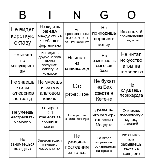 Бінго норміса Bingo Card