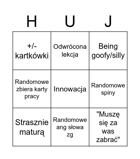 Kozioł Bingo Card