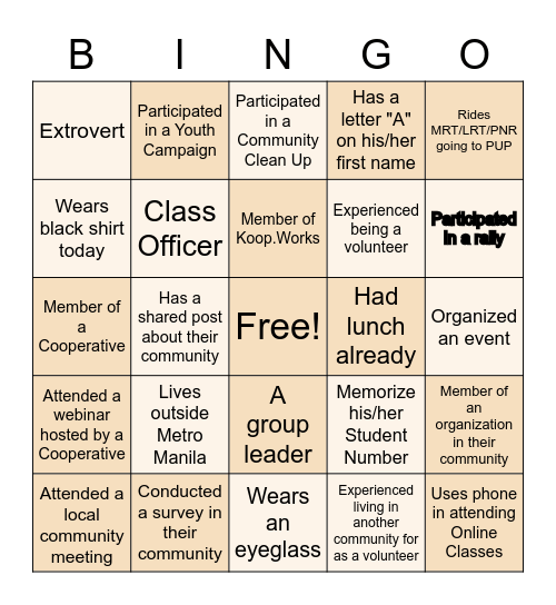 Someone Who BINGO Card