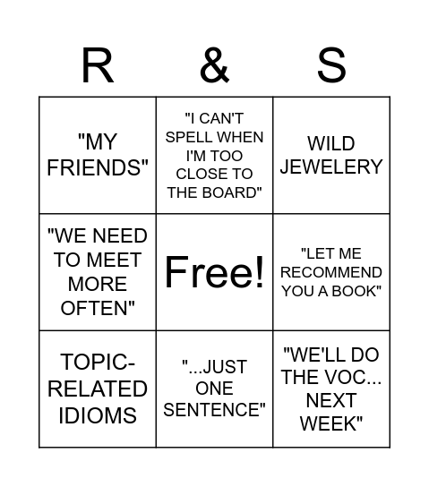 SZUPICA BINGO Card