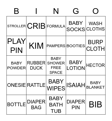 BABY BINGO Card