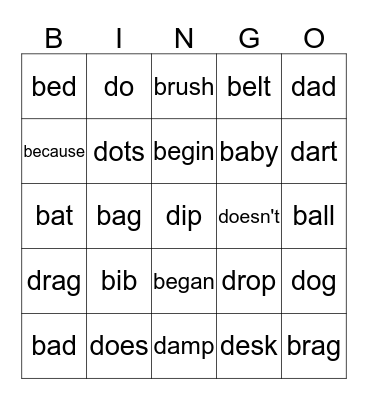 b/d Bingo Card