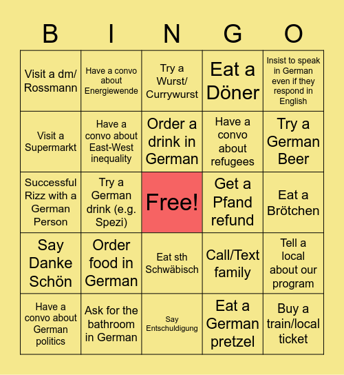 ECON 312 Arrival Bingo Card